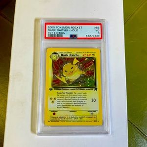 2000 Pokémon rocket dark Raichu, hollow, first edition PSA graded